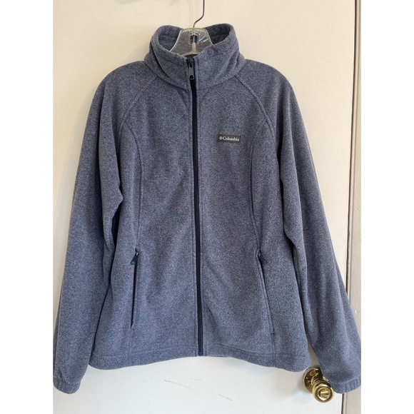 Columbia Outdoor Fleece Blue Base Layer Top Jacket Stretch Zip Pockets, Size L - Picture 1 of 9